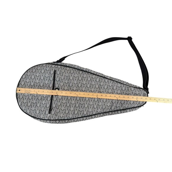 Ame & Lulu Racquet Bag Black & White Adj Strap Padded Zipper Exterior Pocket - Picture 5 of 7